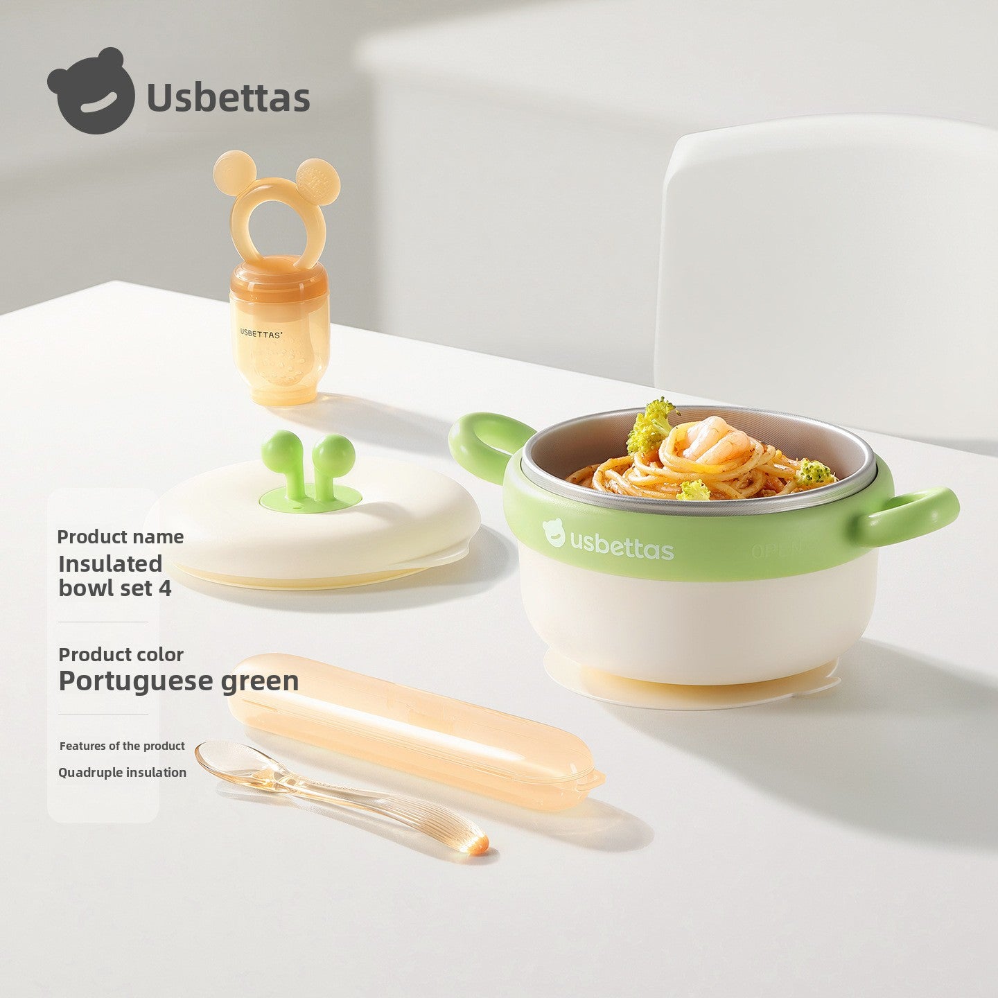 4-Layer Insulated Baby Feeding Bowl Set with Strong Suction Base