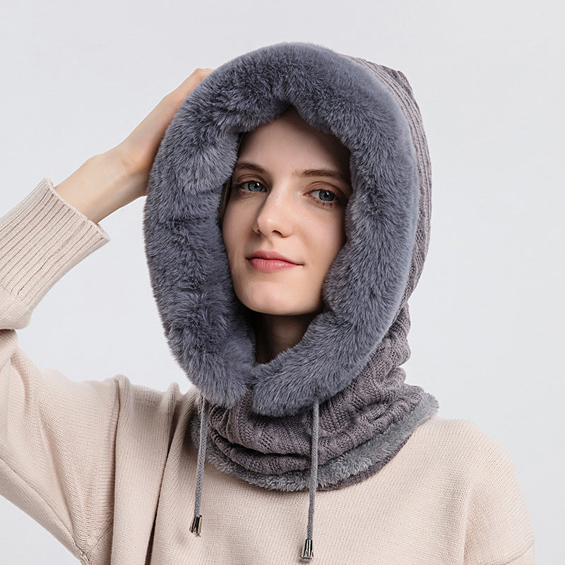 CozyChic Windproof Knit Hooded Hat and Scarf Set