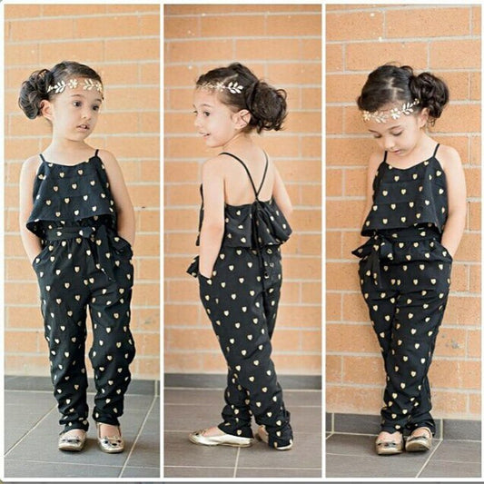 Girlsโ Summer Polka Dot Jumpsuit Set