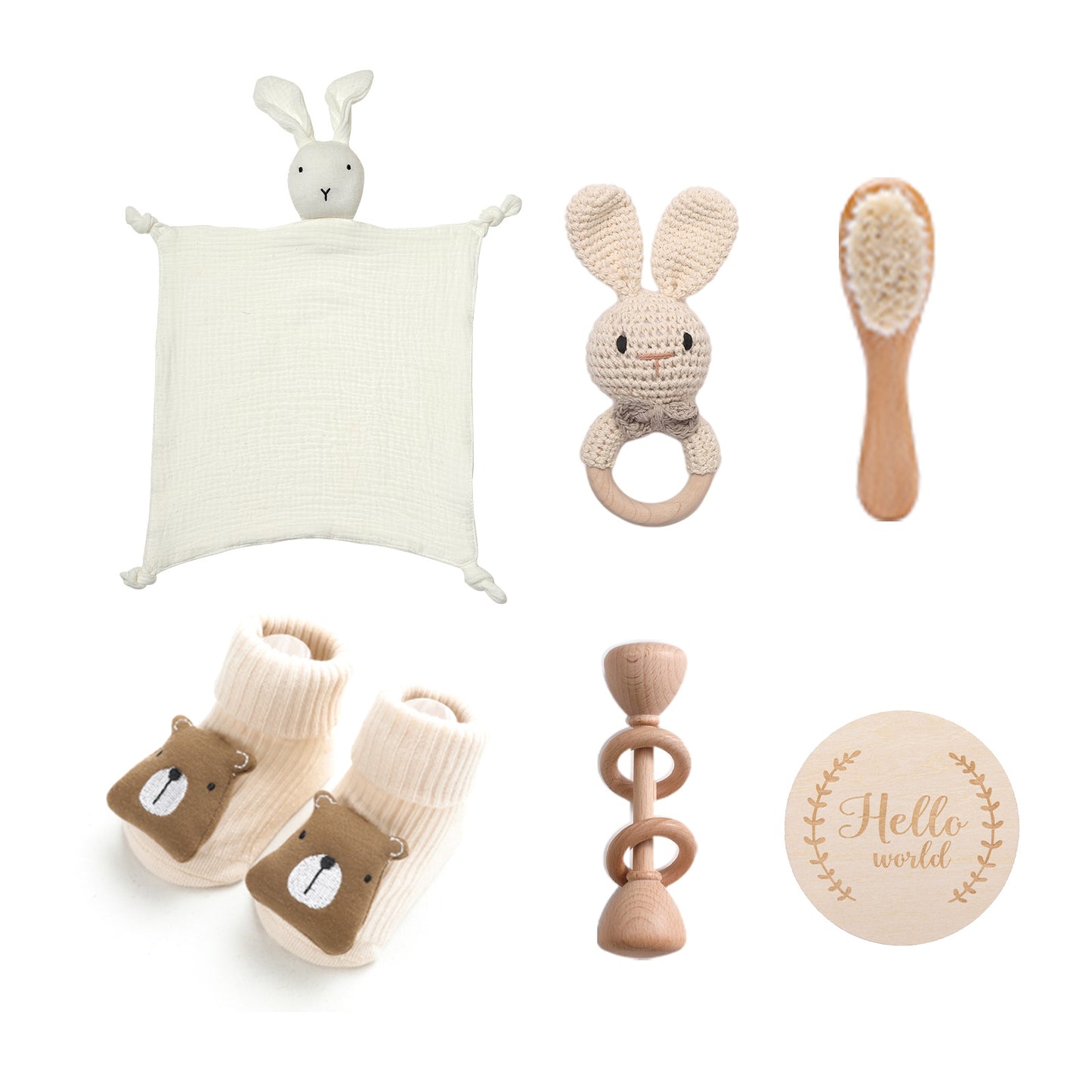Infant Comfort Rattle & Rabbit Bath Towel Gift Set