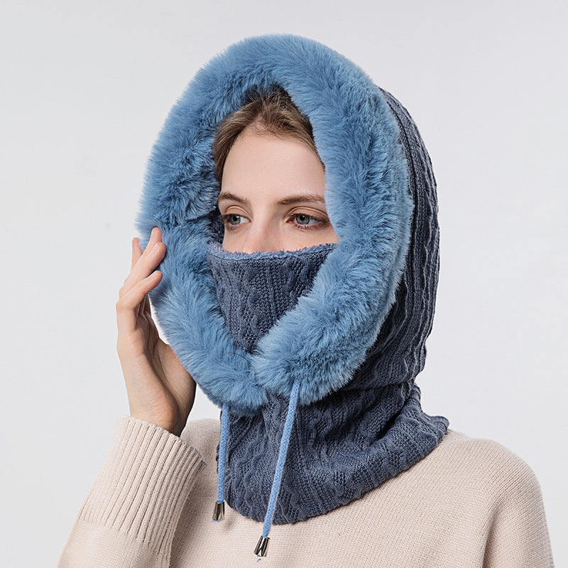CozyChic Windproof Knit Hooded Hat and Scarf Set