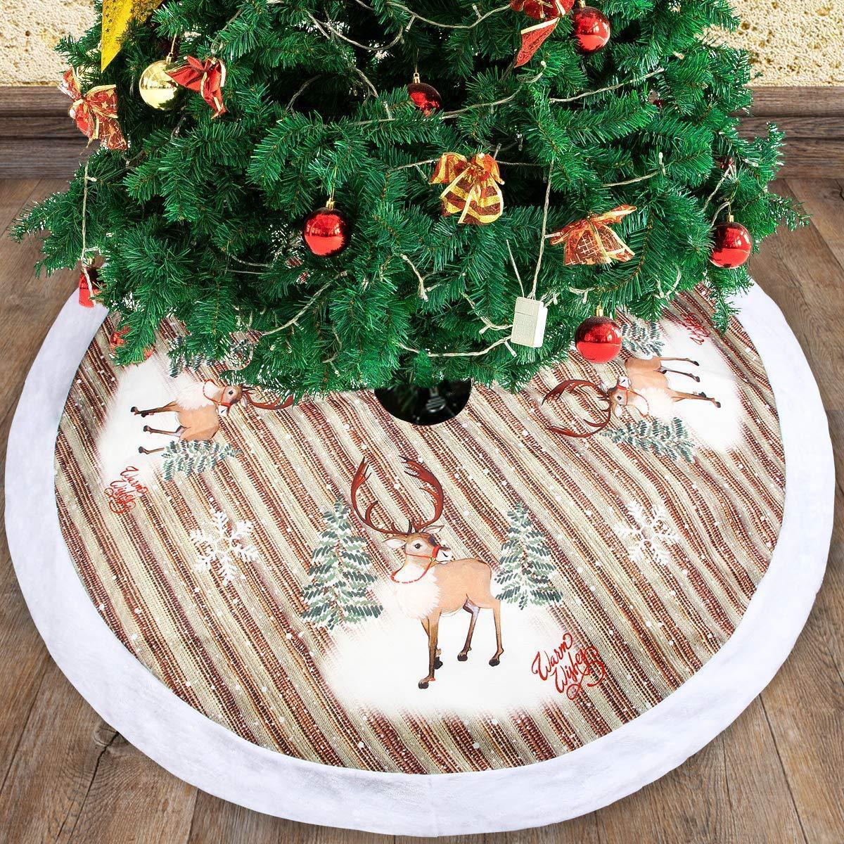 Christmas Tree Skirt 98cm Flannel Old Man Tree