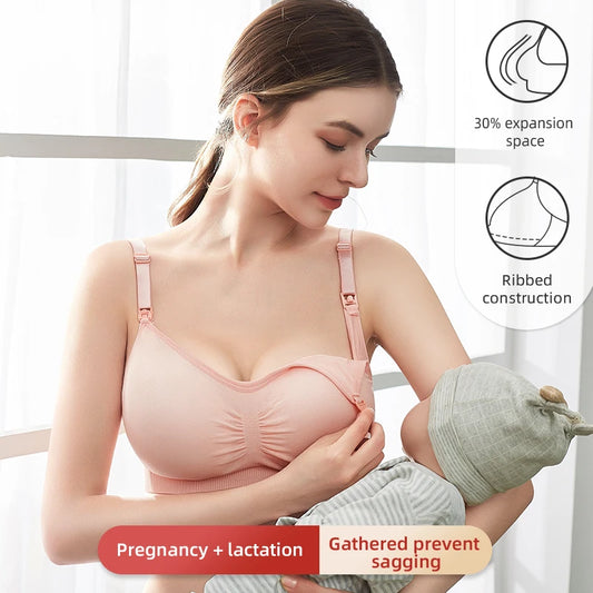 Plus Size Nursing Bra โSeamless Push-Up Maternity Bra for Breastfeeding