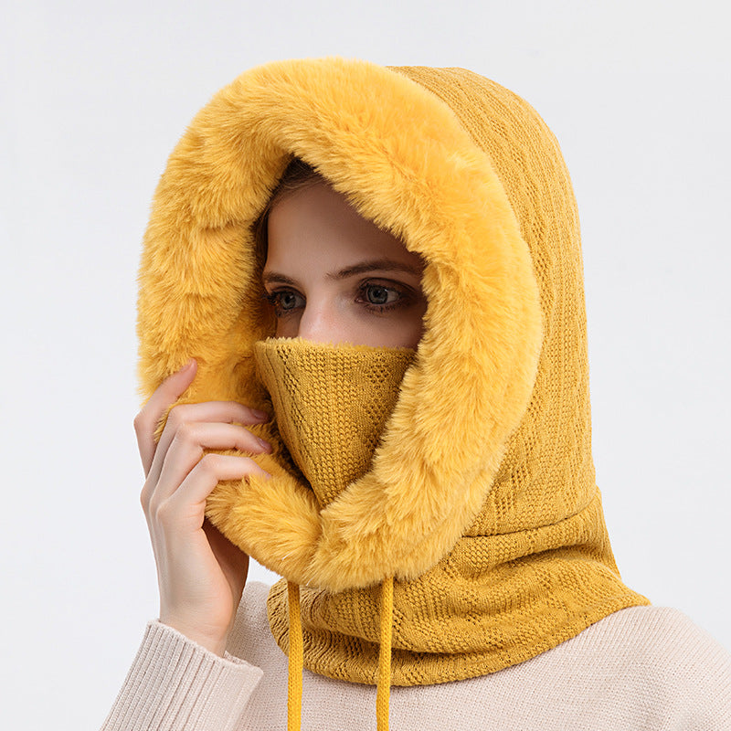 CozyChic Windproof Knit Hooded Hat and Scarf Set