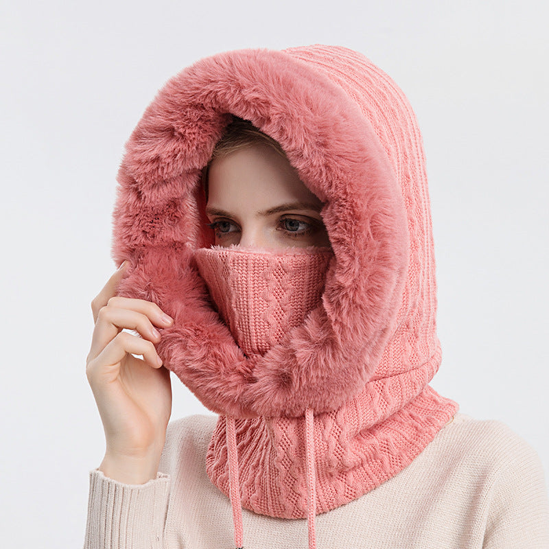 CozyChic Windproof Knit Hooded Hat and Scarf Set