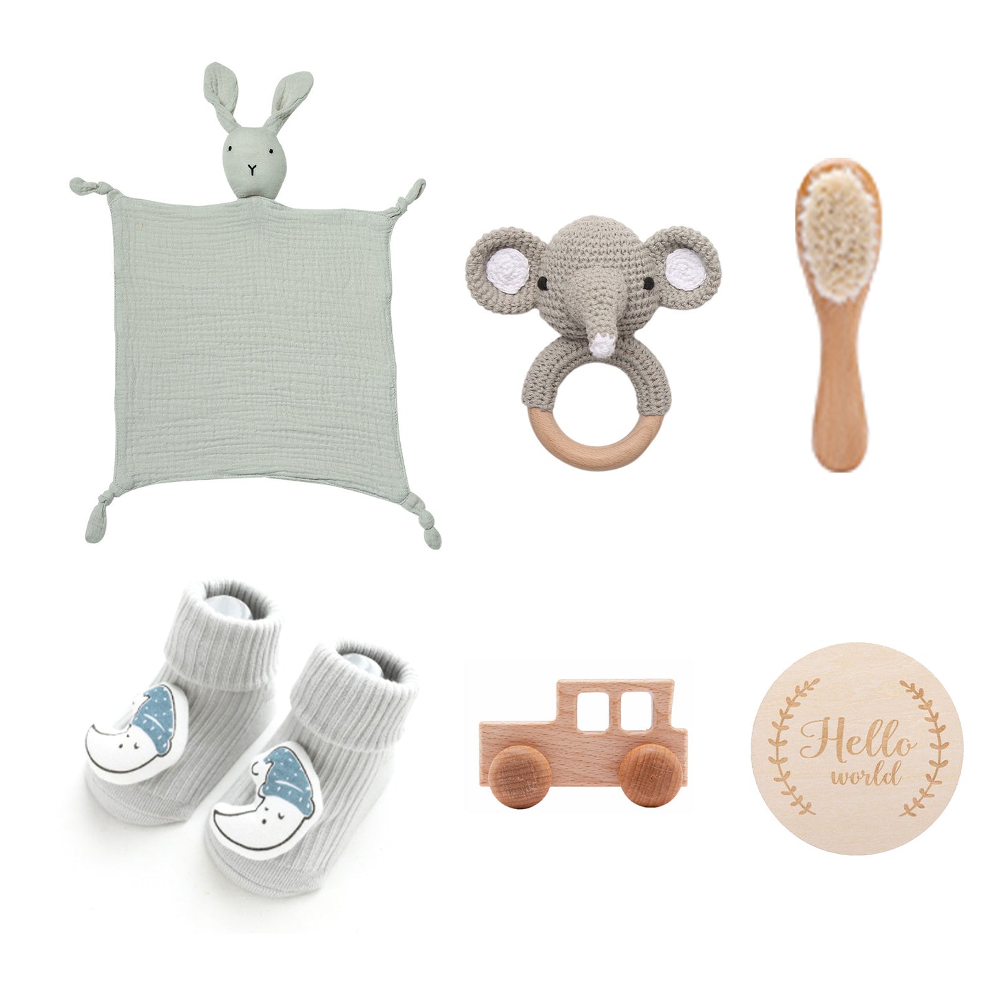 Infant Comfort Rattle & Rabbit Bath Towel Gift Set