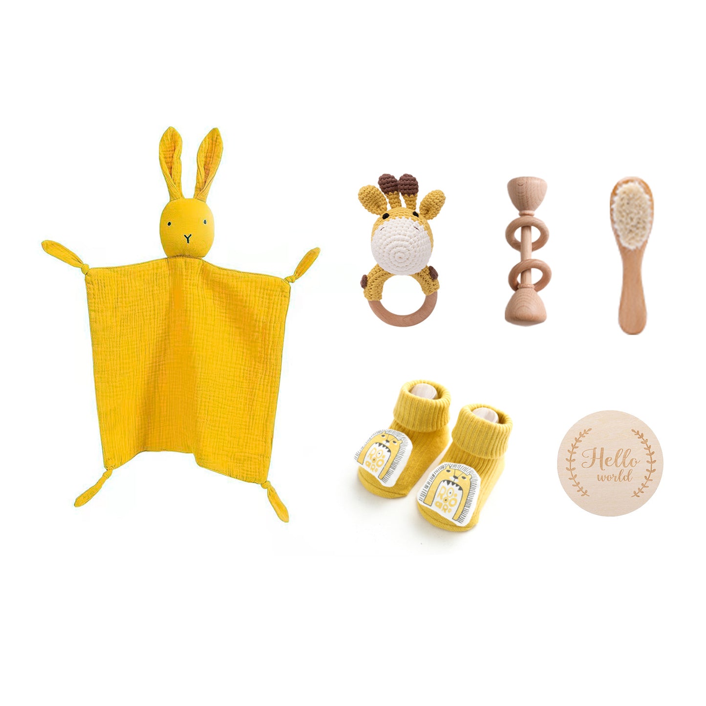 Infant Comfort Rattle & Rabbit Bath Towel Gift Set