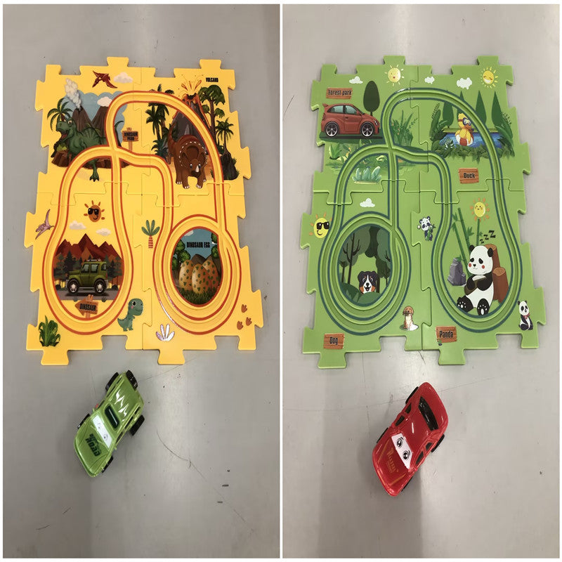 DIY Electric Puzzle Rail Car Set – Creative Track Building STEM Toy for Kids