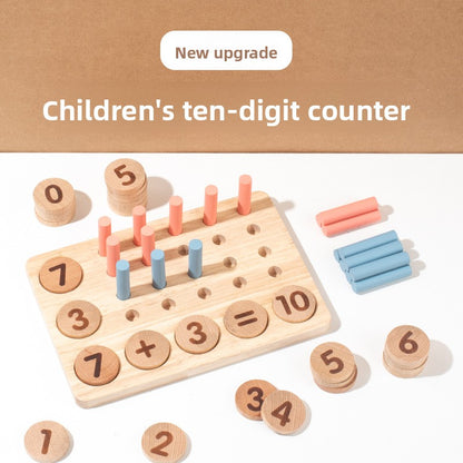 Wooden Ten-Grid Counting Board
