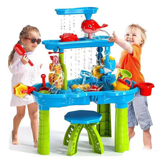 Multifunctional Children Water Sand Play Table with Wheels