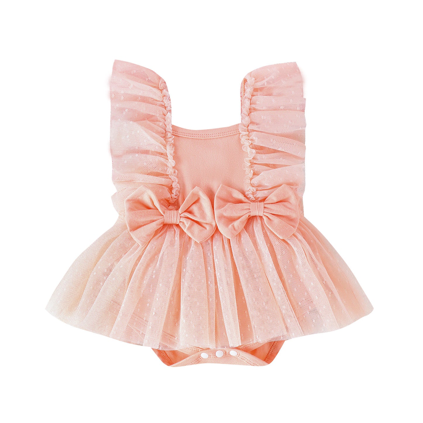 Baby Girl Cotton Princess Jumpsuit Dress with Net Skirt