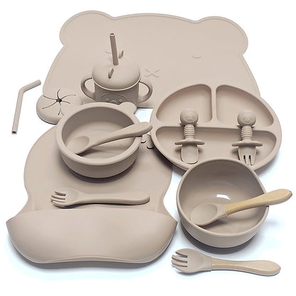 Silicone Suction Baby Feeding Set – Bear Design (8-Piece)