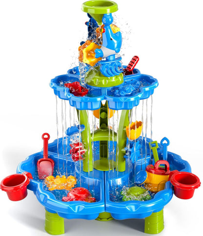 Multifunctional Children Water Sand Play Table with Wheels