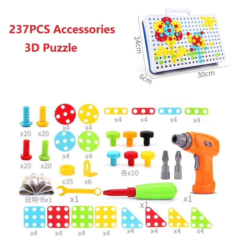 Kids Electric Drill Screw Puzzle Educational Board