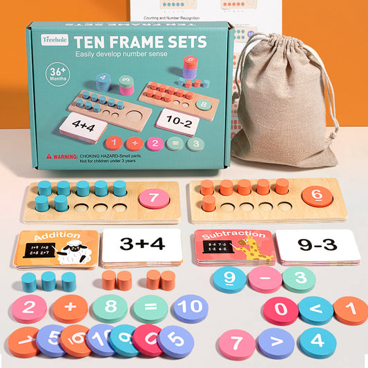 Wooden Ten-Grid Counting Board