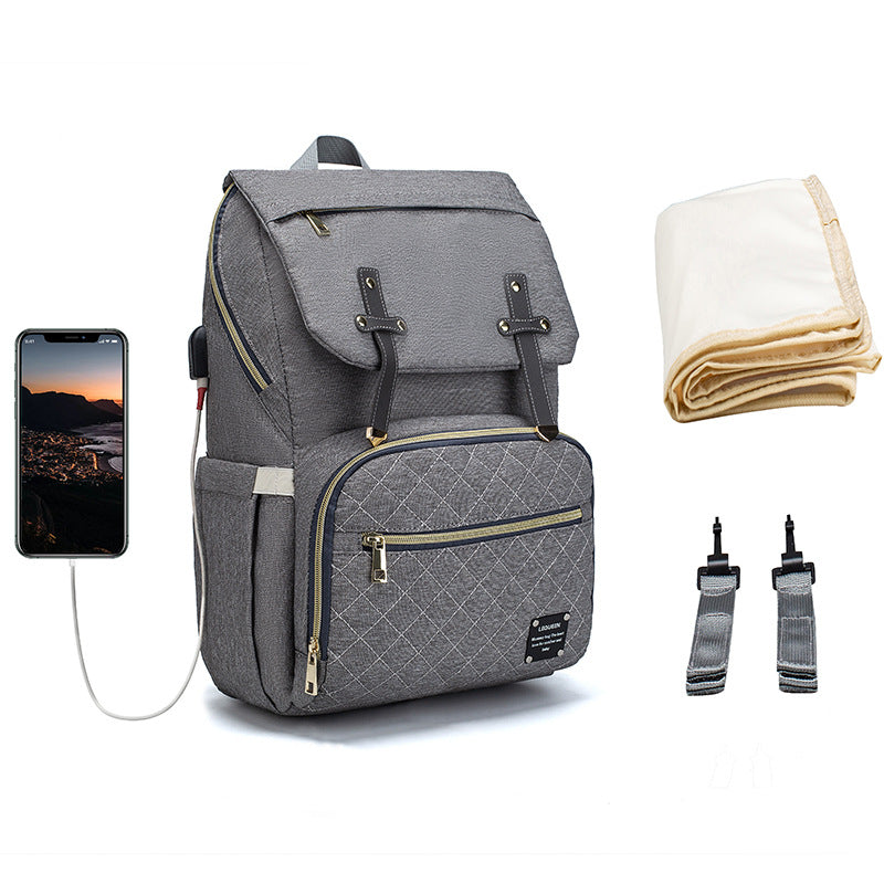 Multi-Function Baby Mummy Bag with USB Port & Compartments