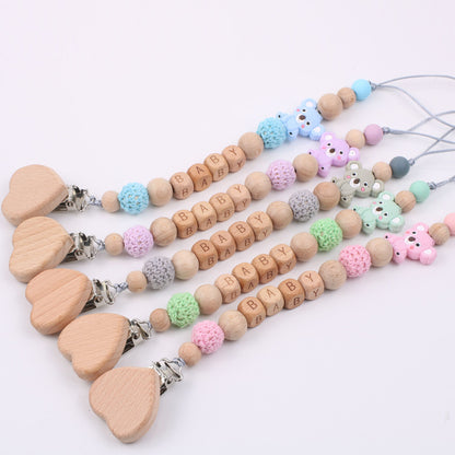 Beech Wood & Silicone Koala Pacifier Clip