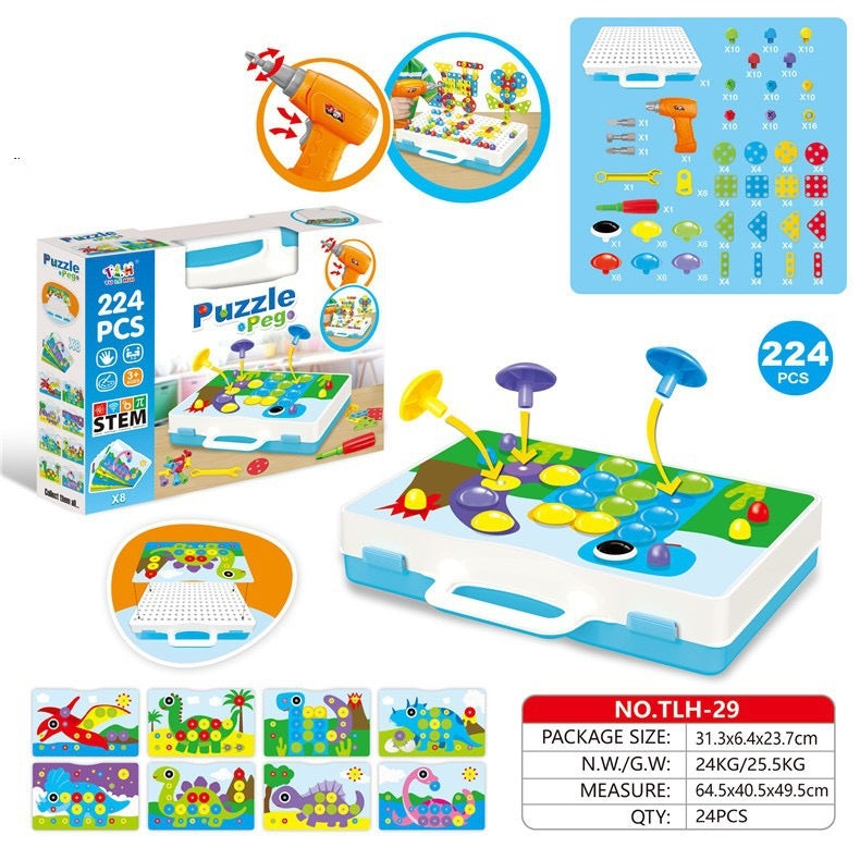 Kids Electric Drill Screw Puzzle Educational Board