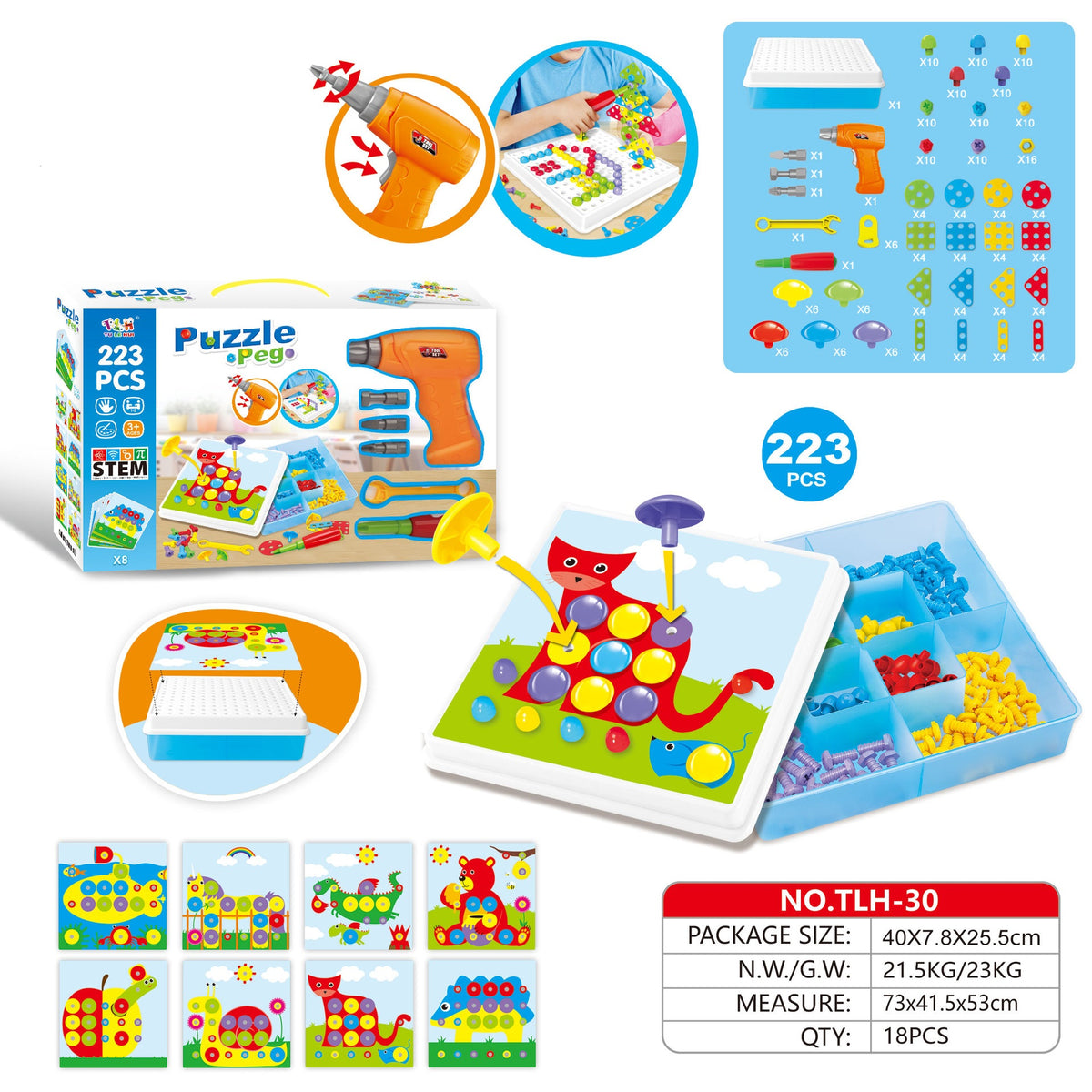 Kids Electric Drill Screw Puzzle Educational Board