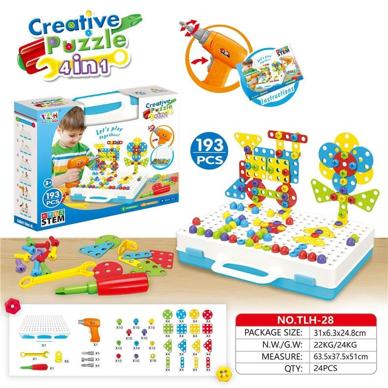 Kids Electric Drill Screw Puzzle Educational Board