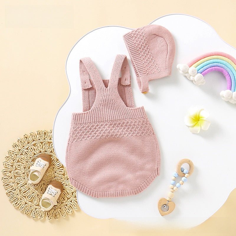 Baby Knitted Romper with Detachable Hood