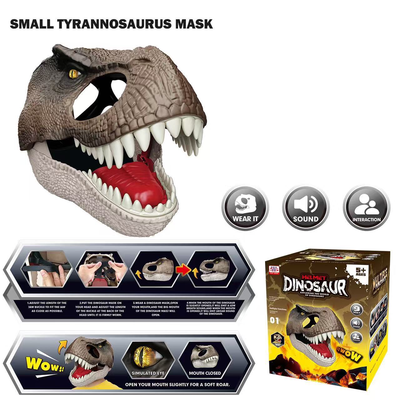 Realistic Velociraptor Dinosaur Mask with Sound