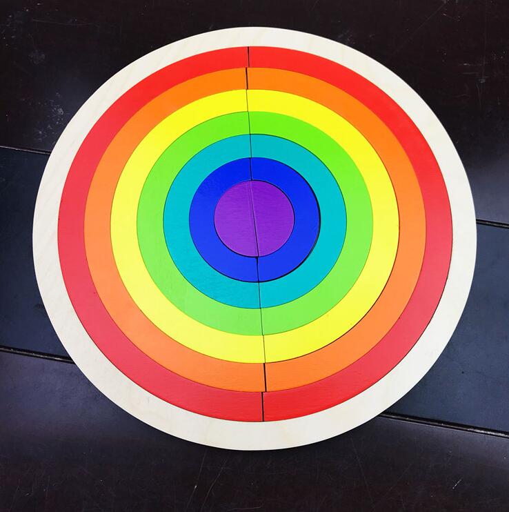 Large Wooden Rainbow Arch Bridge Building Blocks 12-Piece Montessori Early Learning Toy