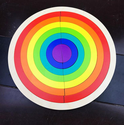 Large Wooden Rainbow Arch Bridge Building Blocks 12-Piece Montessori Early Learning Toy