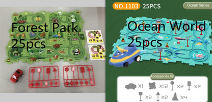 DIY Electric Puzzle Rail Car Set – Creative Track Building STEM Toy for Kids