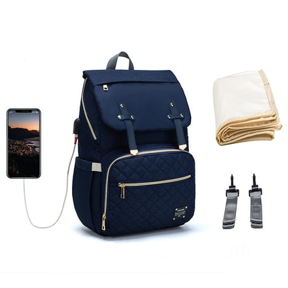 Multi-Function Baby Mummy Bag with USB Port & Compartments