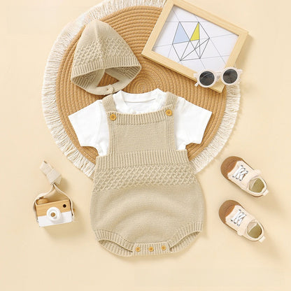Baby Knitted Romper with Detachable Hood