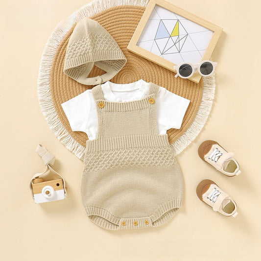 Baby Knitted Romper with Detachable Hood