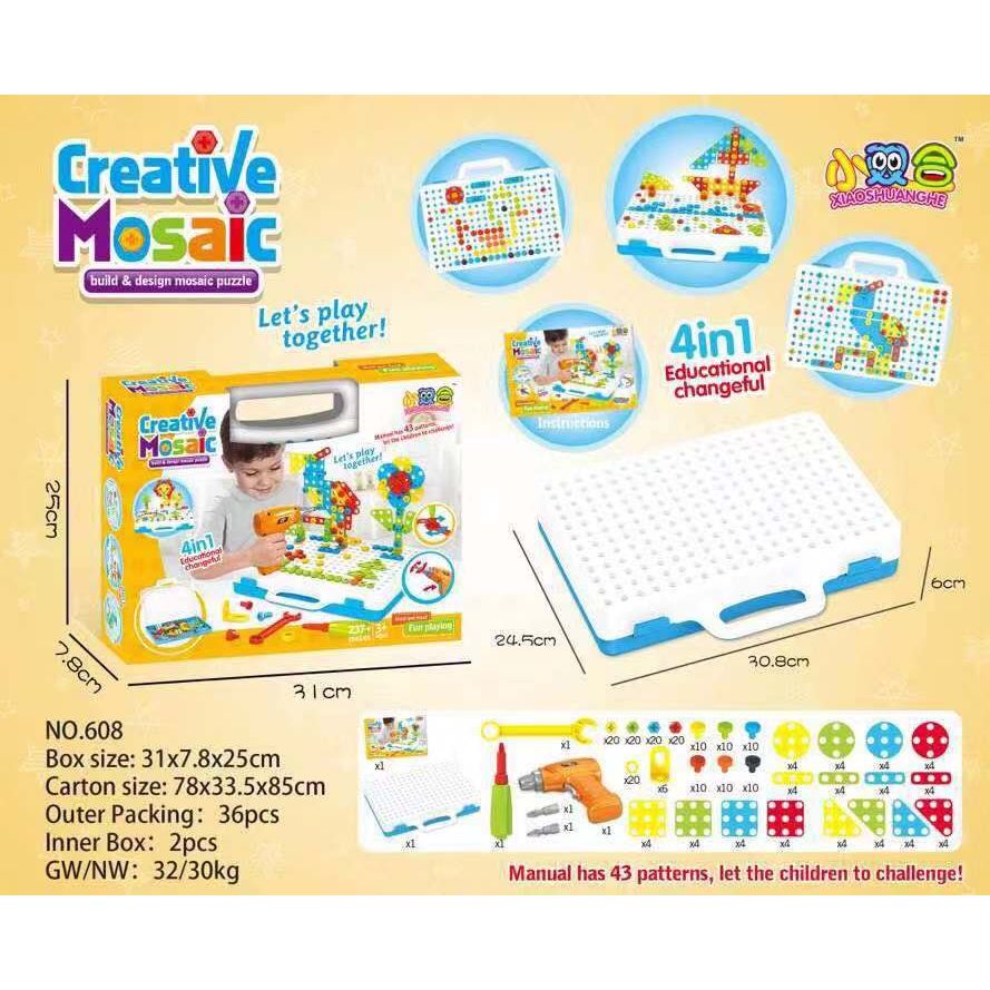 Kids Electric Drill Screw Puzzle Educational Board