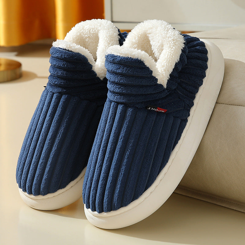 CozyStripe Winter Plush Slippers