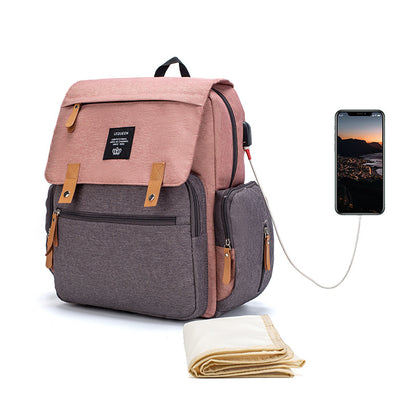 Multi-Function Baby Mummy Bag with USB Port & Compartments