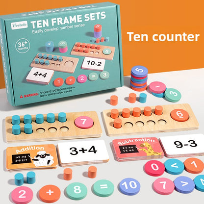 Wooden Ten-Grid Counting Board