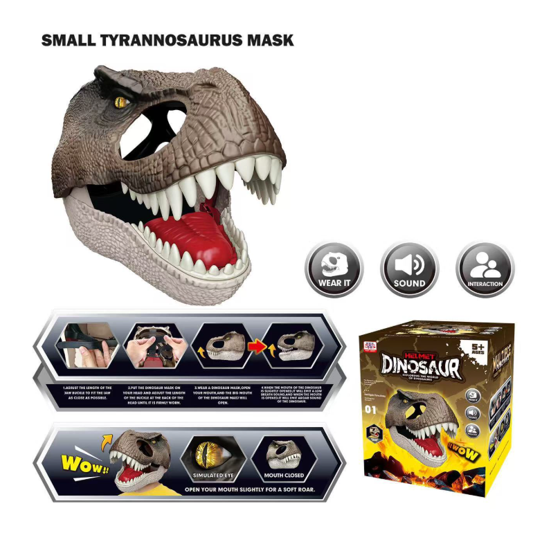 Realistic Velociraptor Dinosaur Mask with Sound