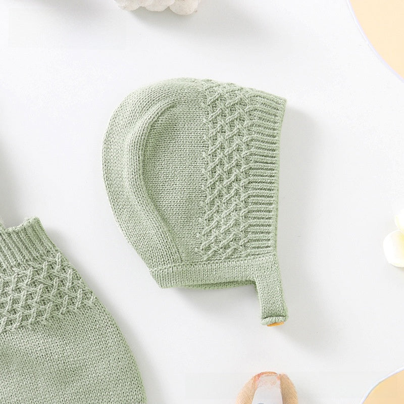 Baby Knitted Romper with Detachable Hood