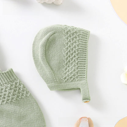 Baby Knitted Romper with Detachable Hood