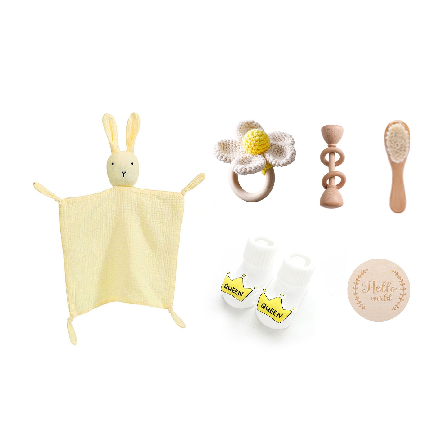 Infant Comfort Rattle & Rabbit Bath Towel Gift Set