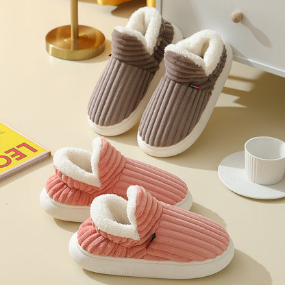 CozyStripe Winter Plush Slippers