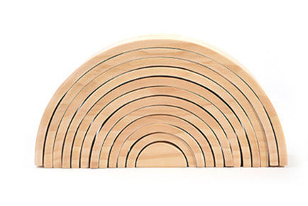 Large Wooden Rainbow Arch Bridge Building Blocks 12-Piece Montessori Early Learning Toy