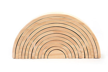 Large Wooden Rainbow Arch Bridge Building Blocks 12-Piece Montessori Early Learning Toy
