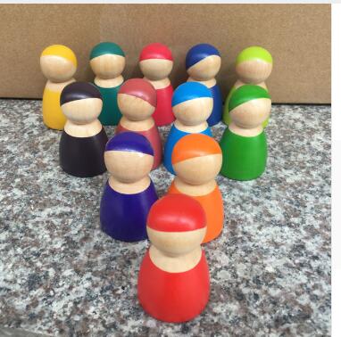 Large Wooden Rainbow Arch Bridge Building Blocks 12-Piece Montessori Early Learning Toy