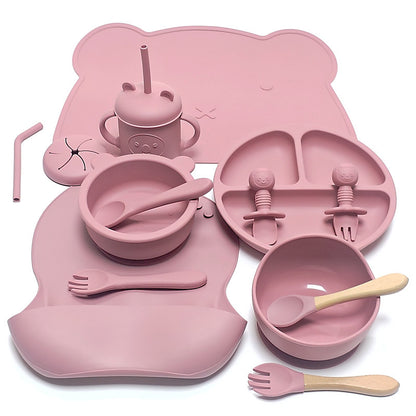 Silicone Suction Baby Feeding Set – Bear Design (8-Piece)