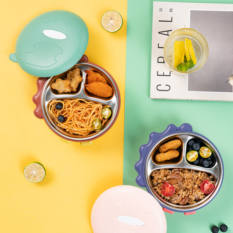 Dinosaur Insulated Compartment Baby Dinner Plate