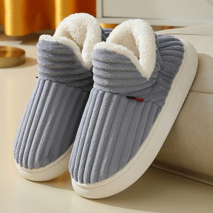 CozyStripe Winter Plush Slippers