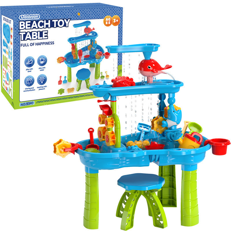 Multifunctional Children Water Sand Play Table with Wheels