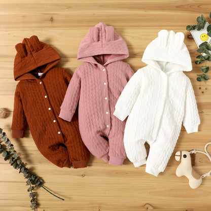 SnuggleSoft Baby Hooded Cotton Jumpsuit