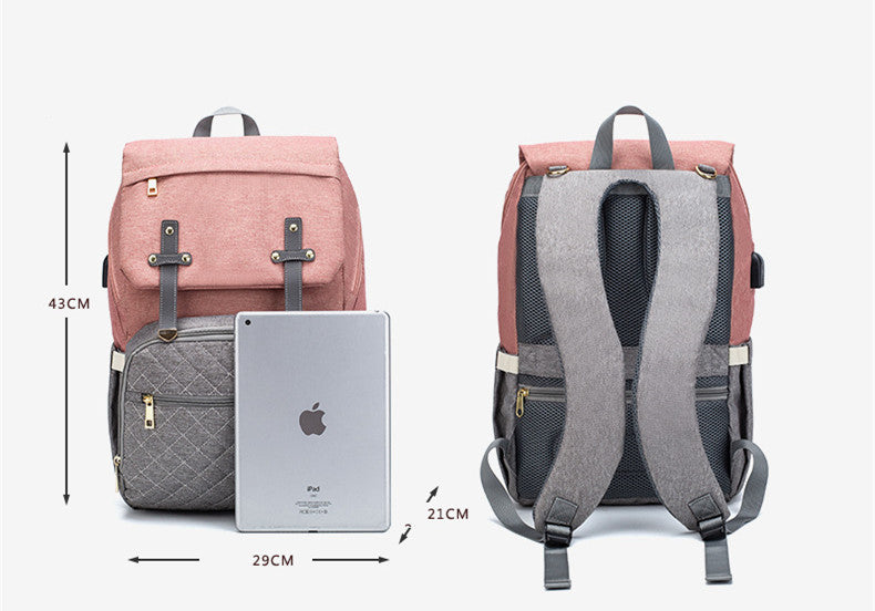 Multi-Function Baby Mummy Bag with USB Port & Compartments